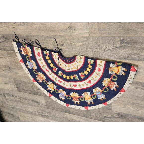 VTG Joyful Angels Tree Skirt by Dianna Marcum Printed quilted Country primitive - Picture 4 of 11